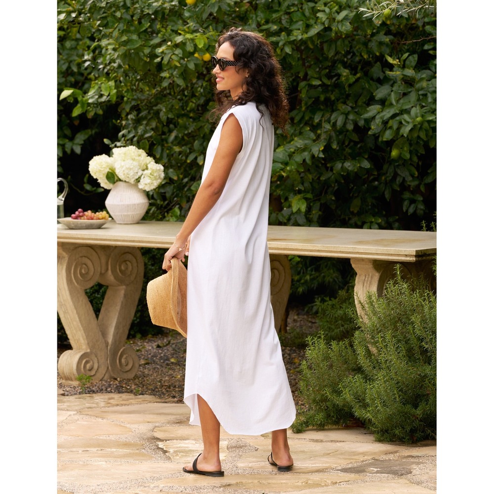 Frank & Eileen Cory Vintage Muscle Tee Maxi Dress Raw Edge Hem White Sz XL - Picture 2 of 10
